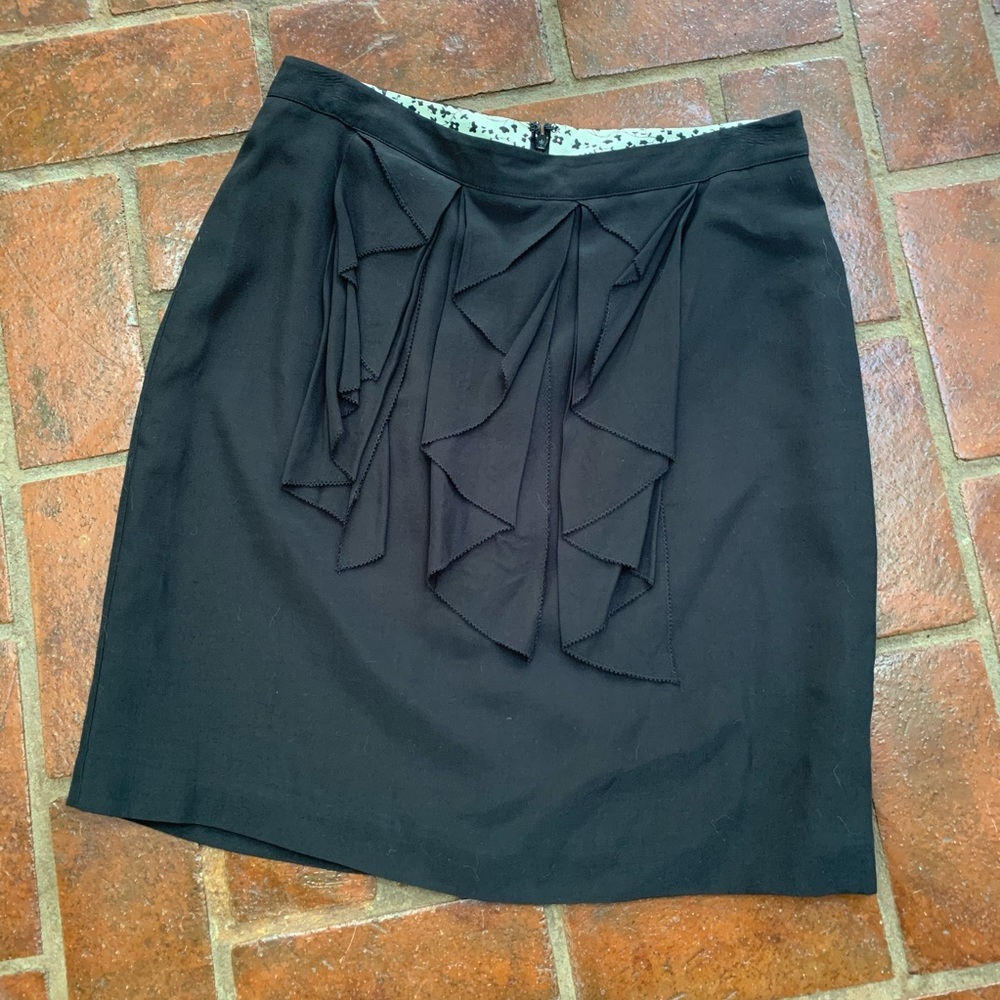 Anthropologie odille Black Ruffle Pencil Skirt